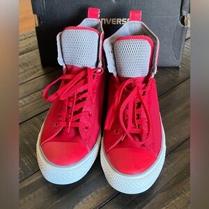 Converse Red and Gray High-Top Sneakers